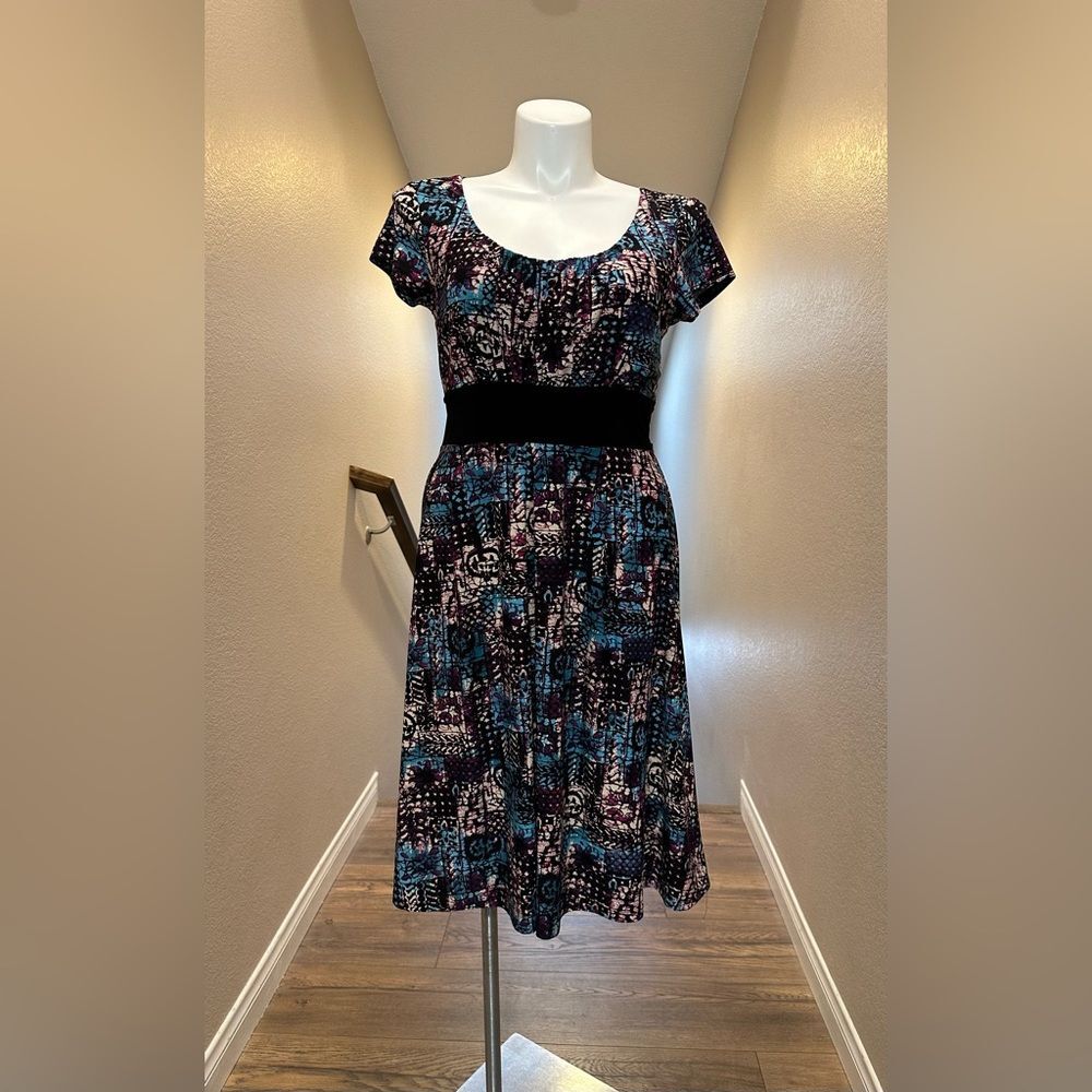 Kupcake 14 Woman’s Knit Dress Black Multi Print